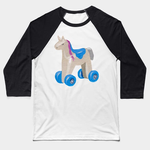 Horse on wheels Baseball T-Shirt by argiropulo